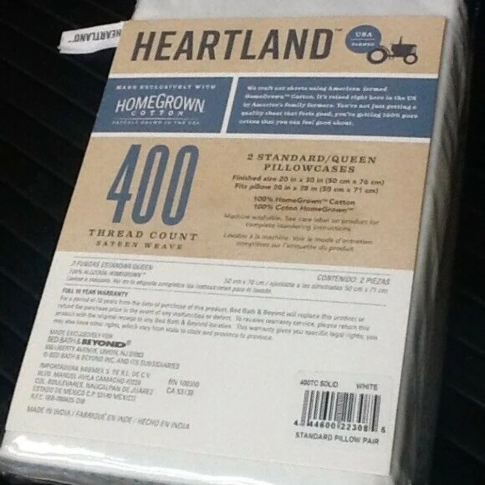 new SILVER Heartland 400 TC 100% Cotton Sateen STANDARD / QUEEN Pillowcases